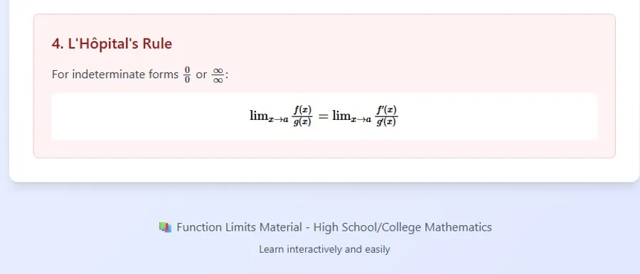 L'Hôpital's Method for Function Limits
