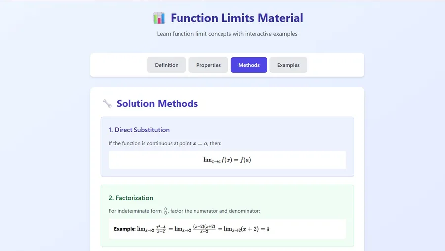 Methods for Calculating Function Limits